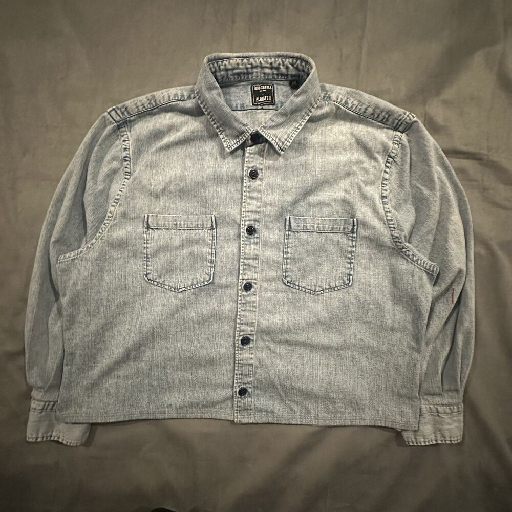 Todd Snyder Albiate Denim Chambray Shirt Mens 2XL Portugal Cropped Button Front